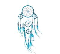 Sjzg-Petit Attrape Rêve Turquoise Marque Dreamcatcher Indien À Perles Argent & À Plumes Fait Main - Capteur De Rêves Et Artisanal - 12 Cm De Diamètre, 35 Cm De Longueur