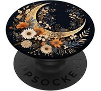 Sjzg-Popsockets Popgrip Adhésif Lune Bohème Et Fleurs Sauvages Noir Compatible Avec Les Appareils Ayant Une Coque Et Sans Charge Sans Fil
