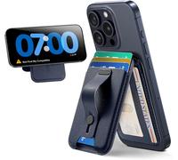 Sjzg-Porte Carte Avec Magsafe, 5 Cartes, Support Réglable, Boucle À Prise Sécurisée, Blocage Rfid, Pour Iphone 17/16/15/14/13/12 Et Google Pixel 10/10 Pro/10 Pro Xl, Pas Pour 13/12 Mini, Bleu Foncé
