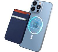 Sjzg-Portefeuille Magnétique Compatible Avec Magsafe Wallet Pour Iphone 14 15 16 Pro Max Plus & Iphone 12 13 Pro Max Mini, Ultra-Mince Double Poches En Tissu Extensible, Bleu