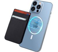 SJZG-Portefeuille Magnétique Compatible Avec Magsafe Wallet Pour Iphone 16 15 14 Pro Max Plus, Ultra-Mince Double Poches En Tissu Extensible Pour Iphone 12 13 Pro Max Mini, Noir