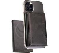 SJZG-Portefeuille Magnétique Magsafe Pour Iphone 16/15/14/13/12 - Avec Bague Adaptatrice Magnétique 6 Poches Cartes Poche Espèces En Similicuir Protection Rfid (Noir)