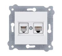 SJZG-- Prise Combinée Murale Encastrée Rj45 Cat.6 + Rj11 Blanc - 1 Port Ethernet Internet Et 1 Port Téléphone - Prise Réseau Téléphonique Intérieure - Compatible Karell/Odak/Comfort - 256/01E