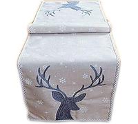 Sjzg-Raebel - Chemin De Table - 40 X 85 Cm - Broderie Cerf - Décoration De Noël - Nappe De Table