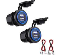 Sjzg-Rise Usb 12v, Double Prise De Chargeur Usb, Avec Un Fil De 23,7 Pouces Convient Aux Voitures 12 / 24v Le Bateau Motos Pour Bateaux Rv Truck Camper Et Plus (2 Pcs Blu-Ray)