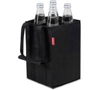 SJZG-Sac À Bouteilles Pour 4 Bouteilles De 1,5 Litre, Sac De Transport Avec Séparateurs Pour Bouteilles, Sac À Provisions Avec 4 Compartiments, 17 Cm X 17 Cm X 27 Cm (Noir)