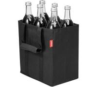 SJZG-Sac À Bouteilles Pour 6 Bouteilles De 1,5 Litre, Sac De Transport Avec Séparateurs Pour Bouteilles, Sac À Provisions Avec 6 Compartiments, 25 Cm X 18 Cm X 27 Cm (Noir)