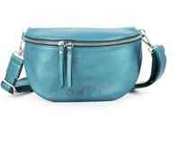 Sjzg-Sac Banane Bandoulière Femme Irisé - Porte Epaule Croisé Ou Devant Poitrine Ultra Léger - Brillant Similicuir Souple - Mode Et Chic - Bleu Canard