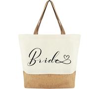 SJZG-Sac Fourre Tout En Jute Bride, Sac Mariée Cabas De Plage Courses Coton Et Jute, Cadeau Pour Mariées Lors Des Mariages, Accessoires Jga