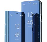 Sjzg-Samsung S6 Edge Etui Bookstyle Miroir Makeup Smart View Stand Protecteur Housse Coque Etui À Rabat Coque Pour Samsung Galaxy S6 Edge Flip Mirror: Blue Qh