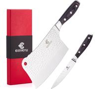 SJZG-Set De Couteaux De Cuisine 2 Pièces Couteau De Boucher Et Couteau À Fruits,Couteau De Chef Forgé Couteau À Os Haché Couteau À Éplucher Couteau À Viande Avec Manche En Bois Et Emballage Cadeau