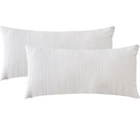 Sjzg-Taie Oreiller 50x70 Coton - 100% Coton Lavé - Design Bohème Jacquard Rayures - Certifié Oeko-Tex - Respirable & Confortable - Lot De 2 Housse De Coussin Avec Fermeture Éclair - Blanc