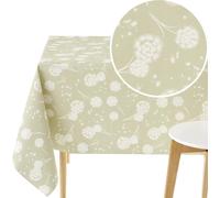 SJZG-Toile Cirée Rectangulaire 200X140Cm, Vert Sauge, Jardin Nappe Plastique En Pvc Essuyable, Facile À Nettoyer, Imperméable En Vinyle Nappe Toile Ciree, Avec Motif De Fleur De Pissenlit