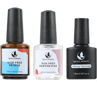 Sjzg-Top Coat Brillant, Base Pour Ongles, Déshydrateur De Préparation Pour Ongles, Base Sans Acide,Poudre Acrylique, Vernis À Ongles Gel Semi-Permanent, Déshydrateur Pour Ongles 15 Ml