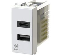 SJZG-Usb3.0 Bloc D'Alimentation Usb 3 A 2 Sorties Sur Module Unique Avec Connecteur Type A Et Type C Compatible Vimar Plana Blanc