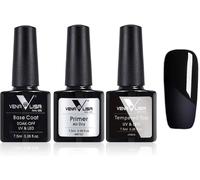 Sjzg-Venalisa Base And Top Coat With Nail Primer Gel Nail Primer Set Long Lasting No Wipe Tempered Top Coat Shiny Soak Off Uv Led Gel Polish (Need Curing Under Uv Led Lamp)