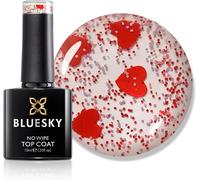Sjzg-Vernis À Ongles Gel Queen Of Hearts 10ml Transparent No Wipe Top Coat Semi Permanent Avec Des Morceaux De C?ur Rouges(Nécessite Un Durcissement Sous Lampe Uv Led)