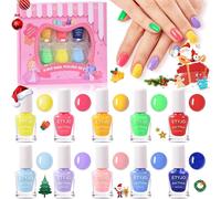 Sjzg-Vernis Non Toxique Pour Enfant - 10 Couleurs Coffret Vernis À Ongle, Peel-Off À L'eau Kit Cadeau Pour Les Filles