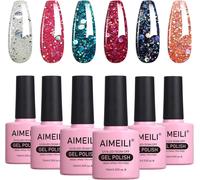Sjzg-Vernis Semi Permanent Pailleté 6 Couleurs 10ml, Lot Vernis À Ongles Gel Uv Led Nail Polish Soak Off Manucure - Kit 6