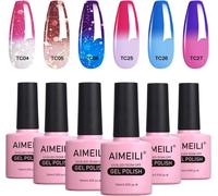 Sjzg-Vernis Semi Permanent Pailleté Caméléon Thermique Température Changement 6 Couleurs 10ml, Lot Vernis À Ongles Gel Uv Led Soak Off Manucure - Kit 14