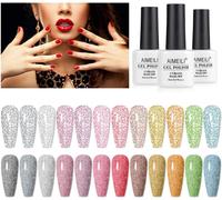 Sjzg-Vernis Semi Permanent Pailleté Reflechissante Gel 12 Couleurs 8ml Vernis À Ongles Paillettes Gel Réfléchissant Brillant Uv Led Soak Off Manucure Kit 7