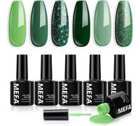 Sjzg-Vernis Semi Permanent, Vernis Gel Uv 6 Couleurs Vert Pailleté Kit Gel Ongle French Manucure Nail Art Ongles Gel Soak Off Uv/Led Gel Polish Pour Starter Salon Diy Home