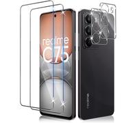 Sjzg-Verre Trempé Pour Realme C75 4g / Realme 14x 5g, 2 Pièces Film Protection Écran Et 2 Pièces Caméra Arrière Protecteur, Anti-Rayures,Dureté 9h Glass, Hd Transparent