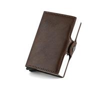 SJZZJSBX Mini Portefeuille en métal Vintage en Cuir pour Homme et Femme, Porte-Cartes de crédit, Carte de Visite, Badge d'identité (B, 9,5 x 6,5 cm)
