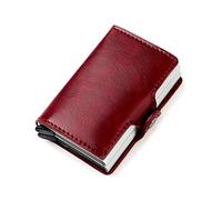 SJZZJSBX Porte-Cartes de crédit Automatique pour Femme, Porte-Badge d'identité, étui pour Cartes, Mini Portefeuille Intelligent en Cuir PU et métal (Bleu, 9,7 x 6,7 cm)