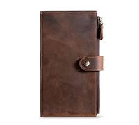 SJZZJSBX Porte-Cartes rétro Vieilli Multifonctionnel pour Homme, Sac à Main de Grande capacité avec Fermeture éclair, Sac pour téléphone Portable, Portefeuille Long (A, 20 x 11 cm)