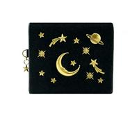 SJZZJSBX Portefeuille Court en Velours pour Femme avec étoiles et Lune, Porte-Cartes en métal, Petit Porte-Monnaie (C, 8,5 x 10 x 2,5 cm)