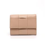 SJZZJSBX Portefeuille Court tissé à la Main en Cuir pour Femme, Porte-Monnaie zippé, Porte-Cartes Multi-Poches (A, 11,5 x 9,5 x 2 cm)
