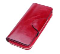 SJZZJSBX Portefeuille en Cire d'huile, Portefeuille Multi-Cartes Long, Housse de Carte, Sac à Main pour Femme, Sac Portable (D, 9,5 x 2 x 19 cm)