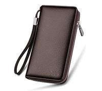 SJZZJSBX Portefeuille Long Multi-Cartes, Portefeuille en Cuir pour Homme, Porte-Cartes Multifonctionnel à Fermeture éclair (Noir)