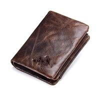 SJZZJSBX Portefeuille pour Homme GPWDSN, Portefeuille Court à Trois Volets en Cuir, Portefeuille rétro (Marron, 10 x 13 x 2 cm)