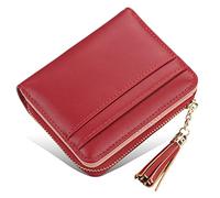 SJZZJSBX Portefeuilles pour Femmes Portefeuille Court pour Femmes Petit Porte-Monnaie à Fermeture éclair Porte-Cartes Marque de Luxe Portefeuille Femme en Cuir PU (Rouge, Taille Unique)