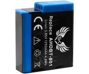 SK Batterie de rechange pour GoPro | 1250 mAh | Hero 8 Hero 7 Hero 6 Hero 5 Black 2018 // AHDBT-801 AHDBT-501 AABAT-001 // Hero8 Hero7 Hero6 Hero5 Hero2018
