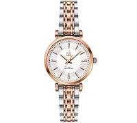SK Business Classic Women Watch with Genuine Leather Stainless Steel Band Elegant Ladies Watch (Silver-Rosegold)