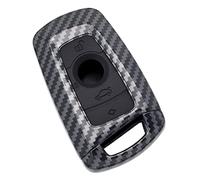 SK CUSTOM Coque de protection pour clé intelligente compatible avec BMW séries 1 3 4 5 6 7 GT3 GT5 M5 M6 X3 X4 3 4 boutons en fibre de carbone Noir