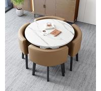 Sk Design Ensemble table de salle à manger ronde avec 4 chaises - Table basse moderne et peu encombrante pour balcon, salon, cuisine, bureau - Meuble de salle à manger élégant pour petits espaces 80 x