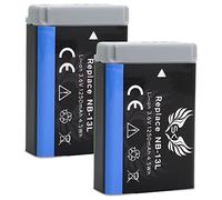 SK Lot de 2 batteries de rechange pour Canon NB-13L | 1250 mAh | pour PowerShot G1 X Mark III / G5 X G9 X Mark II / G7 X Mark II - III / SX720 HS / SX730 HS / SX740 HS