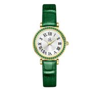 SK Montre pour Femmes avec affûtage de Cristal et Chiffres Romans, Montre à Cadran Facile à Lire (Argent-Or Vert)