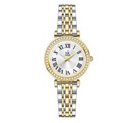 SK Montre pour Femmes avec affûtage de Cristal et Chiffres Romans, Montre à Cadran Facile à Lire (Argent-Or)