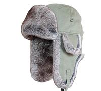 SK Studio Chapka Chapeau Trappeur Aviateur en Faux Cuir Fausse Fourrure Trapper Earflap Chasse Casquette Adulte pour Homme et Femme Vert/Tricoté M