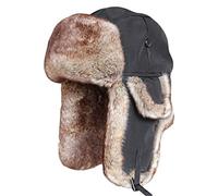 SK Studio Chapka Chapeau Trappeur Aviateur en Faux Cuir Fausse Fourrure Trapper Earflap Chasse Casquette Adulte pour Homme et Femme Noir2/Cuir XL