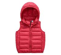 SK Studio Enfant Doudoune sans Manches Chaud Col Garçon Fille Down Coton Gilet Style 1 Rouge 110cm / 3-4 Ans