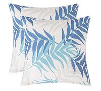 SK Studio Housse Coussin Exterieur Impermeable en Polyester Housse de Coussin de Jardin Balcon Décoratif pour Salon Chambre Lot de 2 Bleu Gris, 45x45cm