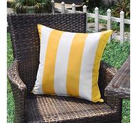 SK Studio Housse Coussin Exterieur Impermeable en Polyester Housse de Coussin de Jardin Balcon Décoratif pour Salon Chambre Lot de 2 Rayure Jaune, 45x45cm
