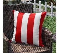 SK Studio Housse Coussin Exterieur Impermeable en Polyester Housse de Coussin de Jardin Balcon Décoratif pour Salon Chambre Lot de 2 Rayure Rouge, 45x45cm
