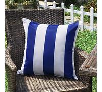 SK Studio Housse Coussin Exterieur Impermeable en Polyester Housse de Coussin de Jardin Balcon Décoratif pour Salon Chambre Lot de 2 Bleu rayé, 45x45cm
